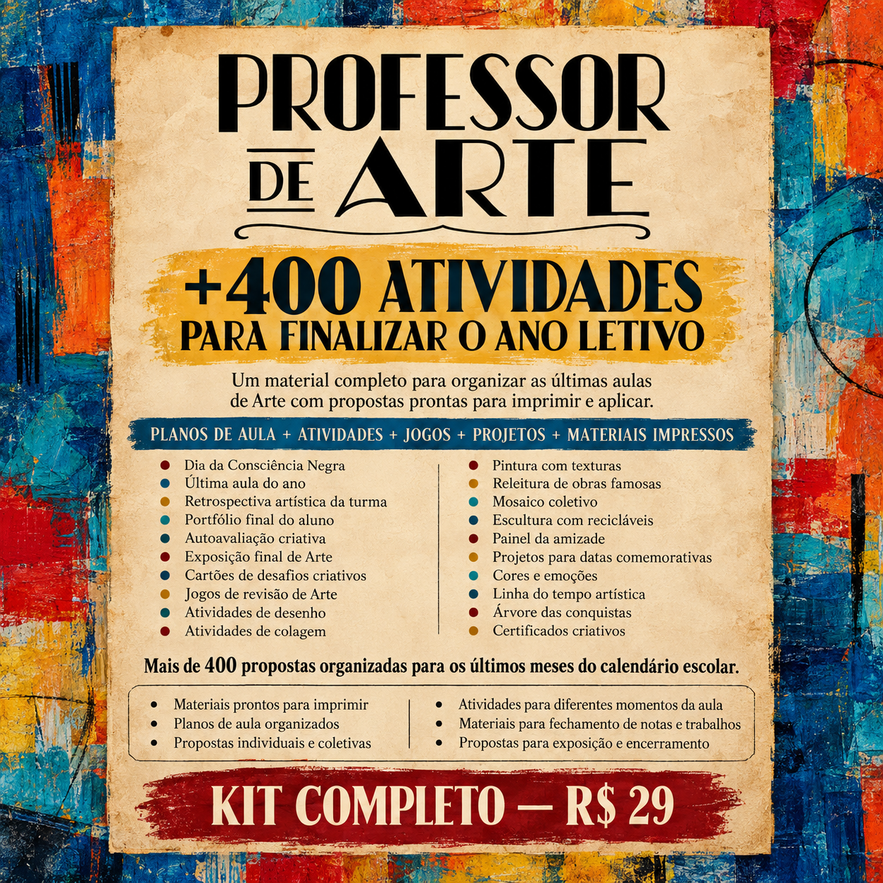 Catálogo do kit com mais de 400 atividades para finalizar o ano letivo